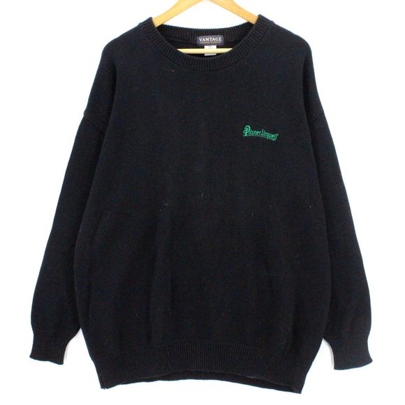 Vintage Vantage Custom Classics Sweater Men's Black Long Sleeve Embroidered Size - Picture 1 of 8